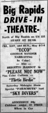 Big Rapids Drive-In Theatre - 5 May 1966 Ad
